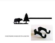 Bear & Pine Tree Curtain Rod - 21 In. to 35 In. SM (Hardware INCLUDED)