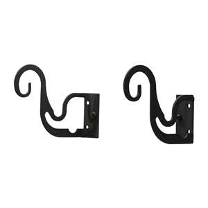 Curtain Brackets For Two or Three 1/2 Inch Rods Black Metal