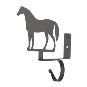 Horse Black Metal Curtain Shelf Brackets 1 Pair