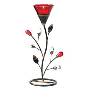 Ruby Red Blossom Tealight Candle Holder
