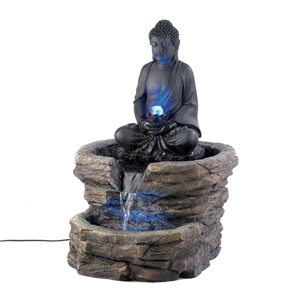 Zen Buddha Lighted Water Fountain 29.4" Tall
