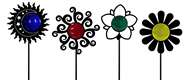 Set Of 4 Decorative Garden Stakes w/ Colored Lenses