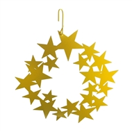 Wreath of Stars Yellow Metal Hanging Silhouette