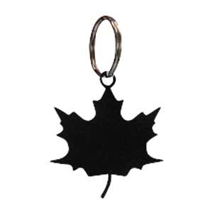 Black Metal Key Ring: Maple Leaf