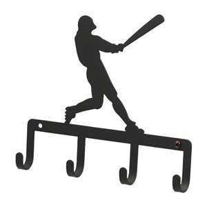 Black Metal Key Ring Holder: Baseball Player