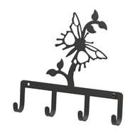 Black Metal Key Ring Holder: Butterfly