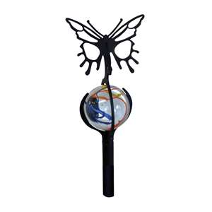 3-D Black Metal Garden Stake w/ Gazing Marble Ball - Butterfly