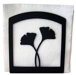 Ginkgo Leaf Black Metal Upright Napkin Holder