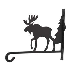 Black Metal Plant Hanger Moose w/tree -12 In. Depth