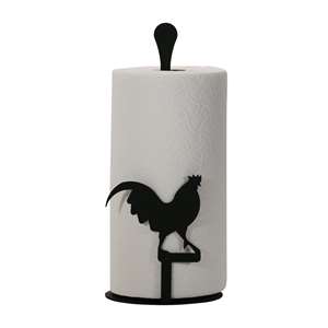 Rooster Black Metal Paper Towel Stand -Counter Top