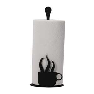Coffee Cup Black Metal Paper Towel Stand -Counter Top