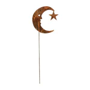 Moon/Star Rusted Metal Stake