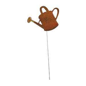 Watering Can Rusted Metal Garden Stake