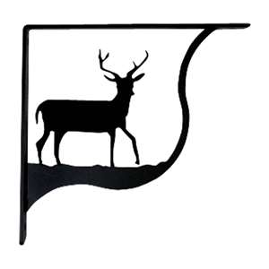 Deer Black Metal Shelf Brackets Large 1 Pair