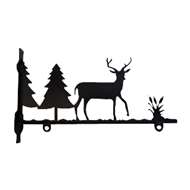 Pine Trees & Deer Black Metal Sign Bracket 18 In.