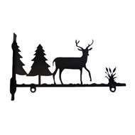 Pine Trees & Deer Black Metal Sign Bracket 36 In.