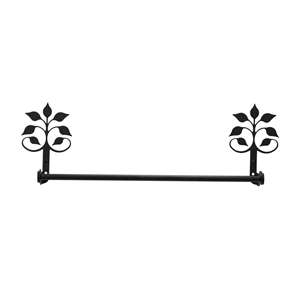 Leaf Fan Black Metal Towel Bar -18 Inch