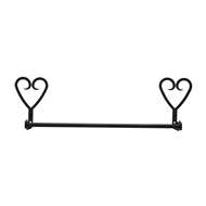 Heart Black Metal Towel Bar -24 Inch