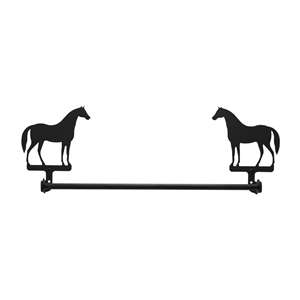 Horse Black Metal Towel Bar -24 Inch