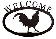 Rooster Black Metal Welcome Sign Large