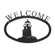 Lighthouse Black Metal Welcome Sign Small