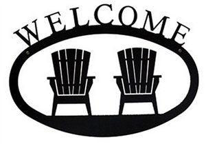 Adirondack Chairs Black Metal Welcome Sign Large