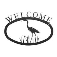 Heron Black Metal Welcome Sign Small