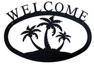 Palm Trees Black Metal Welcome Sign Large
