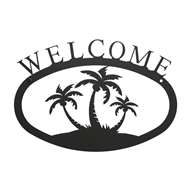Palm Trees Black Metal Welcome Sign Small