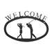 Two Golfers Black Metal Welcome Sign Small