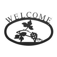 Grapevine Black Metal Welcome Sign Small