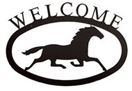 Running Horse Black Metal Welcome Sign Large