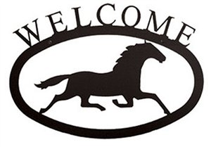 Running Horse Black Metal Welcome Sign Large