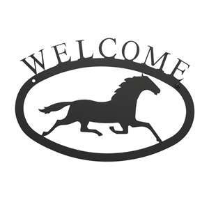 Running Horse Black Metal Welcome Sign Small