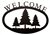Pine Trees Black Metal Welcome Sign Large