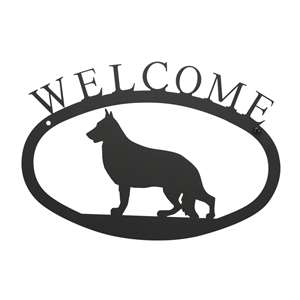 Black Metal Welcome Sign Small - German