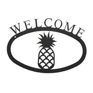 Pineapple Black Metal Welcome Sign -Small