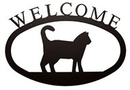 Cat Black Metal Welcome Sign -Large