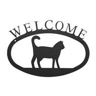 Cat Black Metal Welcome Sign -Small