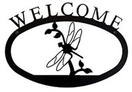 Dragonfly Black Metal Welcome Sign -Large