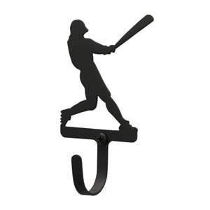 Baseball Player Black Metal Wall Hook -Small