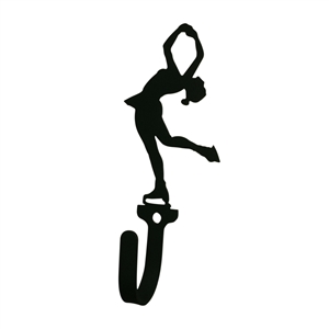 Figure Skater Black Metal Wall Hook -Small