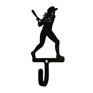 Womans/Girls Softball Black Metal Wall Hook -Small