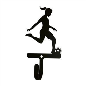 Womans/Girls Soccer Black Metal Wall Hook -Small