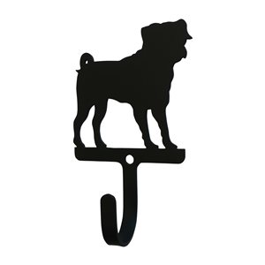 Pug Black Metal Wall Hook -Small