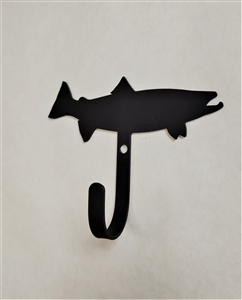 Trout Fish Black Metal Wall Hook -Small