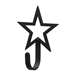 Open Star Black Metal Wall Hook -Extra Small