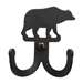 Bear Black Metal Double Wall Hook