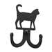 Cat Black Metal Double Wall Hook