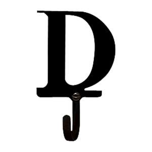 Letter D Black Metal Wall Hook -Small